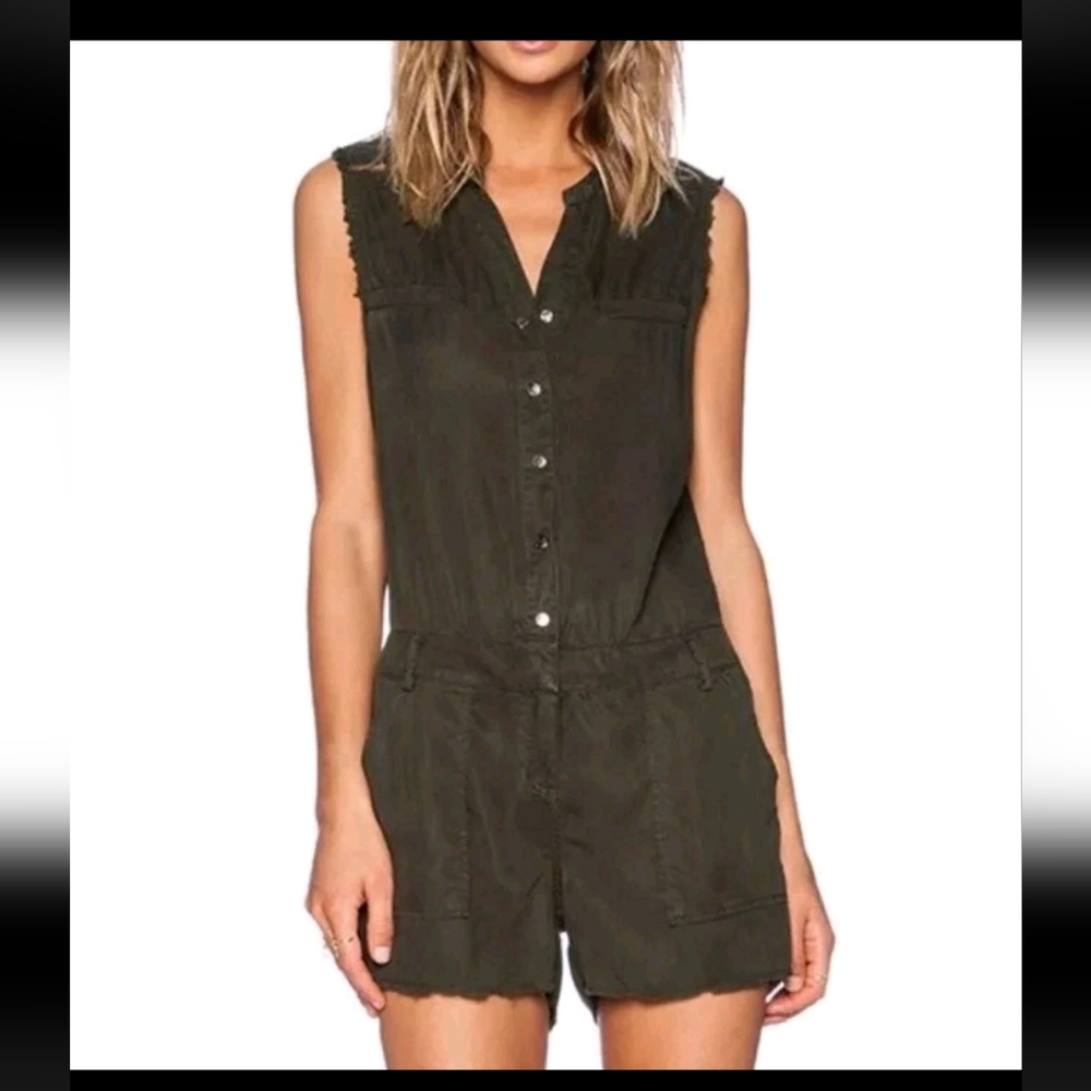Etienne Marcel Lightweight Black Frayed Sleeveless Romper | Sz M | Like New